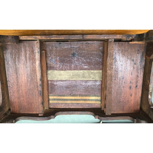 555 - An 18th century oak lowboy, all over floral marquetry, the moulded top over three frieze drawers, on... 