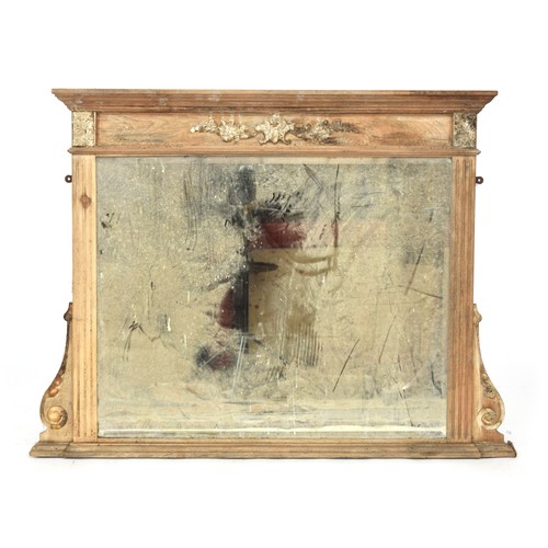 397 - A carved overmantel mirror, with remnants of gesso, 105cm wide, 78cm high