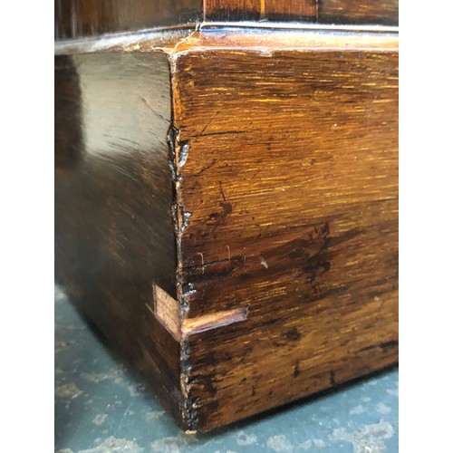 638 - A pair of rosewood and marquetry pedestal bedside tables, each of four drawers on plinth base, 39cm ... 