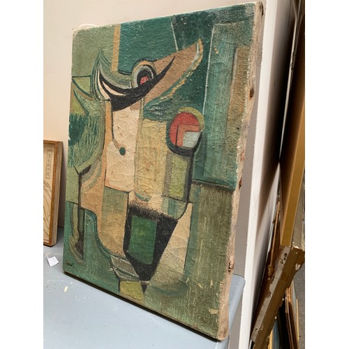 348 - Early 20th century abstract, oil on canvas, signed indistinctly lower left, 25.5x36cm