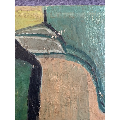 348 - Early 20th century abstract, oil on canvas, signed indistinctly lower left, 25.5x36cm