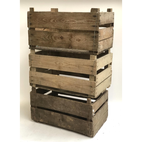 995 - Three wooden fruit crates, each approx 54x38x30cm