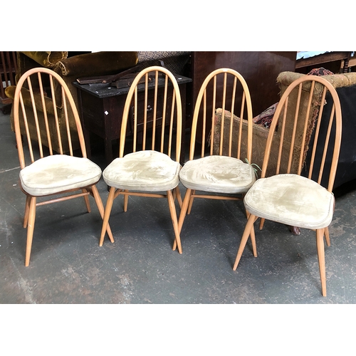 1022 - A set of four stickback beech Ercol kitchen chairs