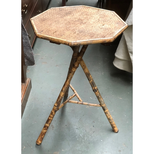 1029 - A tiger bamboo octagonal occasional table on tripod base, 46x68cmH