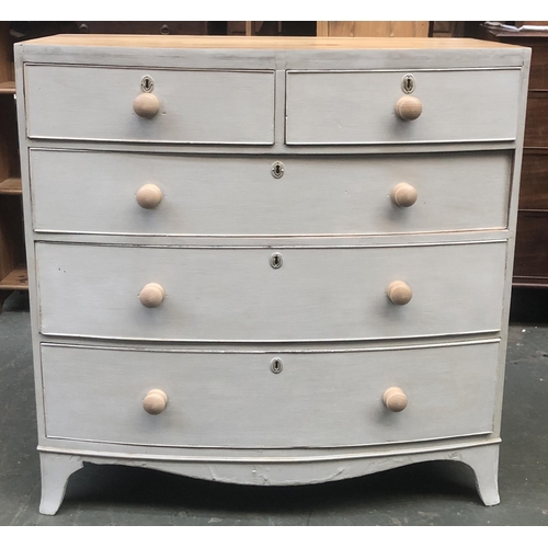 1010 - A painted pine bowfront chest of two short over three graduating drawers, 105x53x104cmH