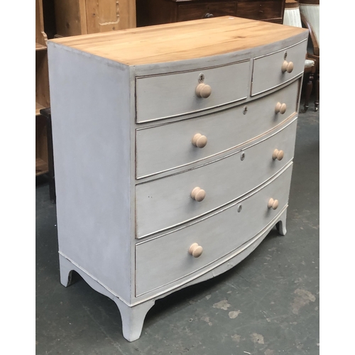 1010 - A painted pine bowfront chest of two short over three graduating drawers, 105x53x104cmH