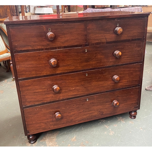 998 - A 19th century mahogany chest of two short over three graduating drawers, 106x53x104cmH