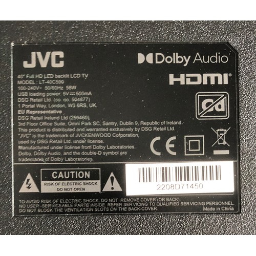 1056 - A JVC HDMI 40 inch LCD TV model LT-40C580 (no stand)