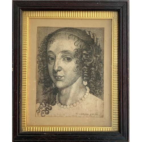 288 - Wenceslaus Hollar (1607-77), a 17th century engraving of Queen Henrietta Maria, after the portrait b... 