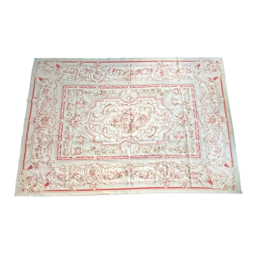 718 - A very large French Aubusson style floral rug, rose swag design, 427x300cm