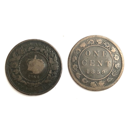55 - A New Brunswick, Canada 1864 cent, together with one cent 1859
