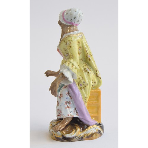 216 - A set of fourteen 19th century Meissen monkey orchestra porcelain figurines (af), all 15cm and small... 