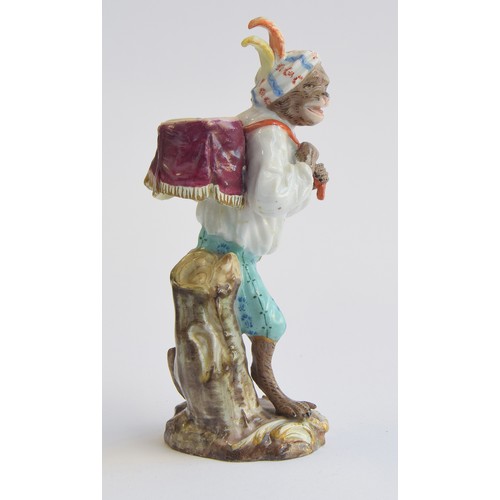 216 - A set of fourteen 19th century Meissen monkey orchestra porcelain figurines (af), all 15cm and small... 