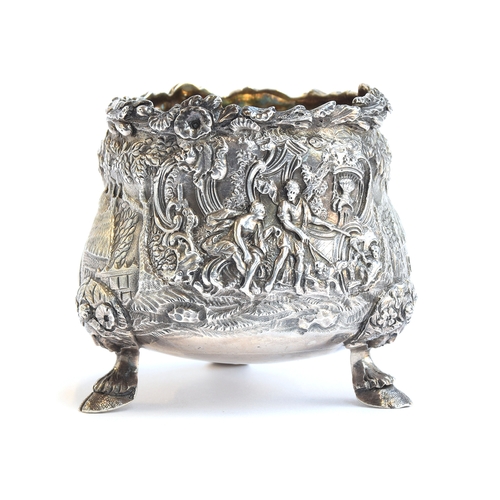 87 - A large George III silver and silver gilt master salt, by Edward Farrell, London 1818, cast with fou... 