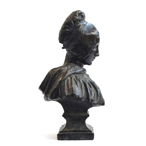 159 - Aimé Jules Dalou (French, 1838-1902), 'La Boulonnaise', a late 19th century century patinated bronze... 