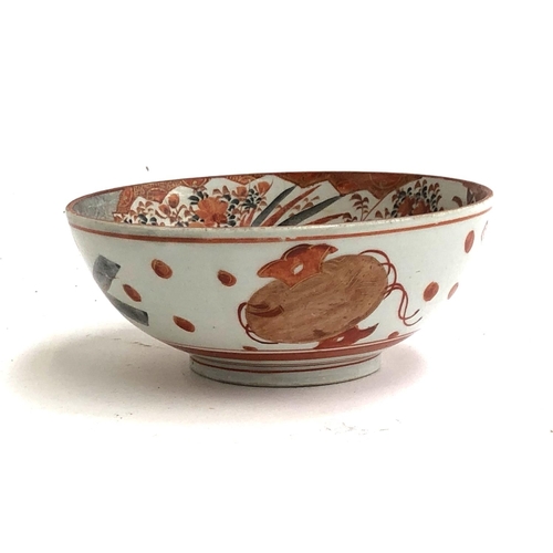 132 - A Japanese Meiji era Kutani bowl, the interior decorated with sparrows amongst flora and court scene... 