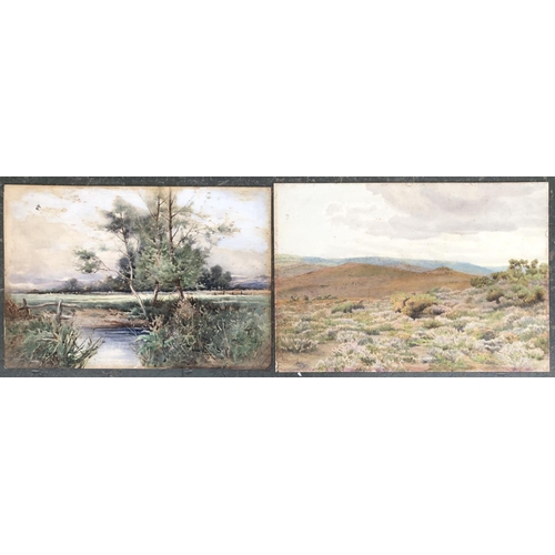 606 - Two early 20th century watercolour landscapes, each signed indistinctly, each approx. 38x55cm