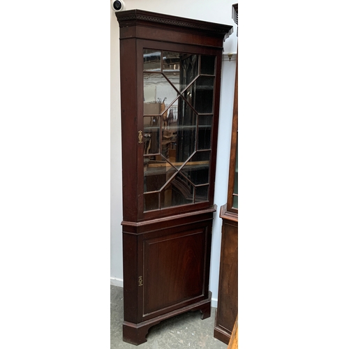 1014 - A mahogany astragal glazed standing corner cupboard, approx. 85cmW 211cmH