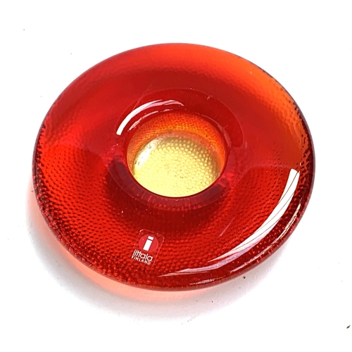 163 - An Iittala Finland red glass tealight holder, 12.5cmD