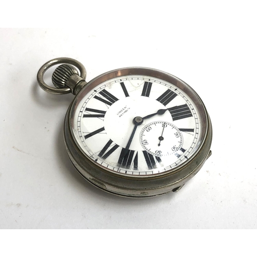 88 - A large pocket watch, the white enamel dial with Roman numerals, outer minute track and subsidiary s... 