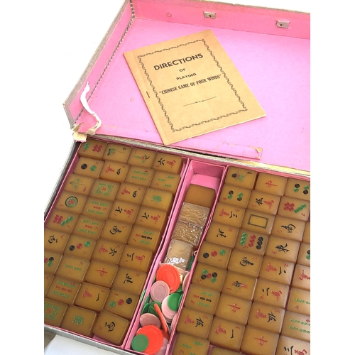 314 - An early 20th century Chinese bakelite Mahjong set, boxed, with instructions