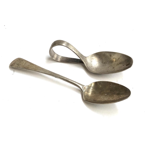 66 - A George III silver tea spoon; together with an early 20th century silver caddy spoon (2)