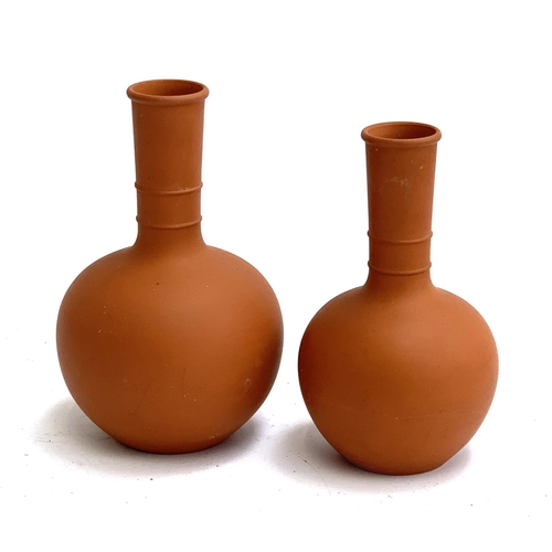 1019 - Two terracotta bottle vases, 23cmH and 21cmH