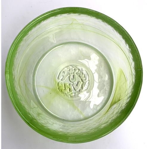 229 - A Kosta Boda Ulrica Hydman Vallien swirled uranium glass bowl, 17cmD, with impressed mark to base