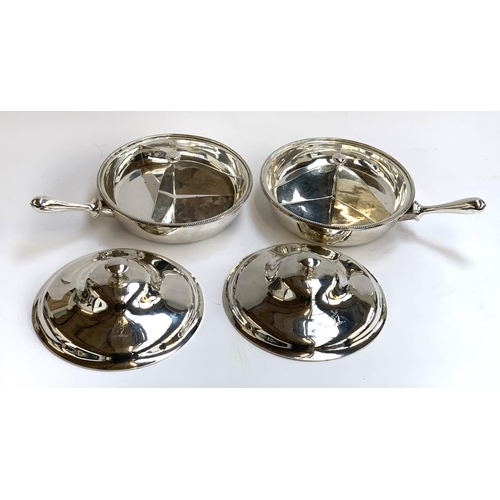 84 - A  pair of Mappin Brothers silver plated three division serving dishes and covers, 23cmD