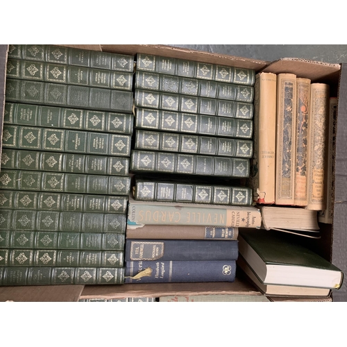 458 - Two mixed boxes of books, many from the set the complete works of Charles Dickens, Centennial Editio... 