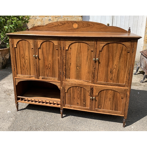 991 - A 20th century rosewood veneer cabinet, comprising six doors and a shelf below, 156x55x111cmH