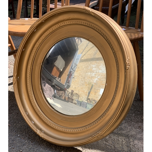 992 - A Regency later overpainted circular convex mirror, 63cmD