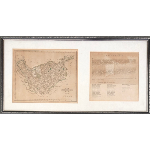 603 - An 18th century map of Cheshire by John Cary, with description, published 1787, 21x26cm