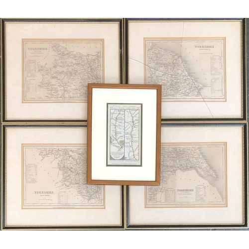 608 - Paterson's Itinerary, London to Edinburgh road map, 17x9cm; together with four 19th century maps of ... 