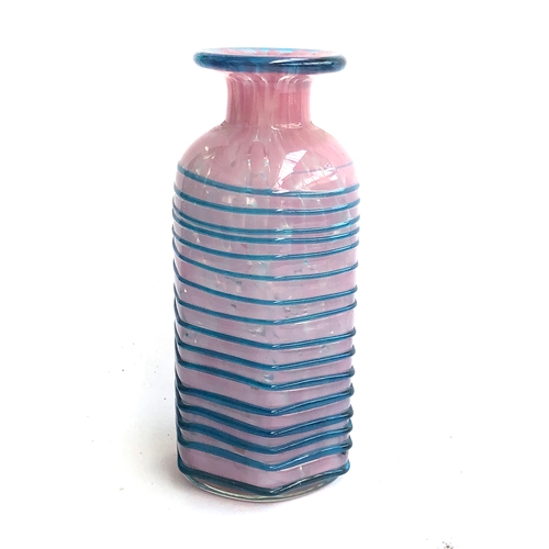 234 - A Mdina pink and blue glass vase, 20.5cmH