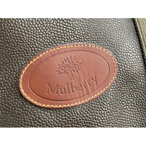 345 - A Mulberry Scotchgrain leather holdall travel bag, little used, tan leather trim with padlock and ke... 