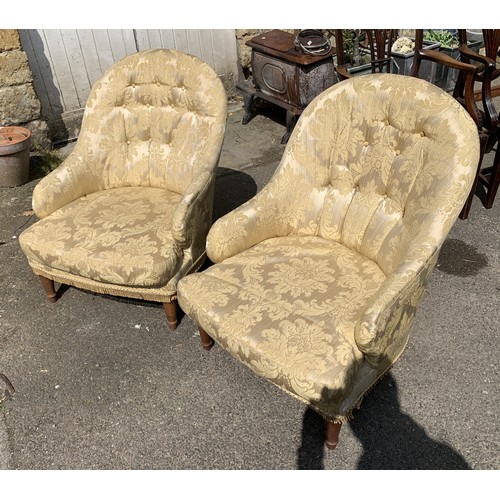 1003 - A pair of 20th century button upholstered armchairs