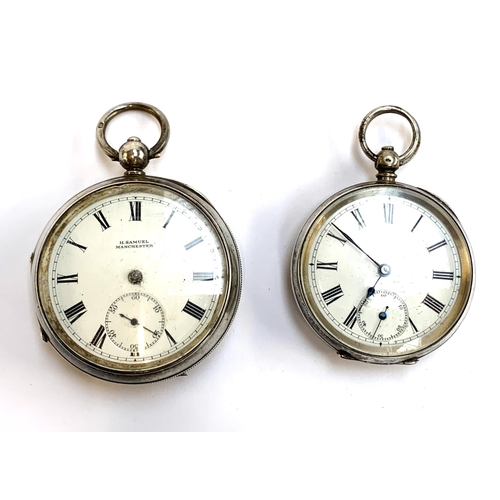 96 - An early 20th century silver pocket watch, the enamel dial marked H. Samuel Manchester, 43mmD, hallm... 