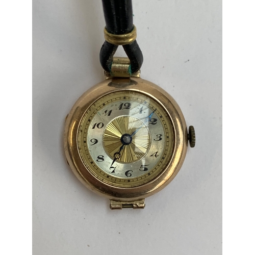 97 - An early 20th century 9ct gold cased ladies watch, strap af