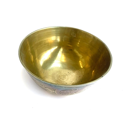 295 - A large early 20th century Chinese brass singing bowl, Xuande mark to base, 19.5cmD