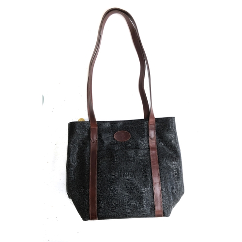 346 - A Mulberry scotchgrain bag, black leather with tan straps, tartan interior, with dustbag, approx. 35... 