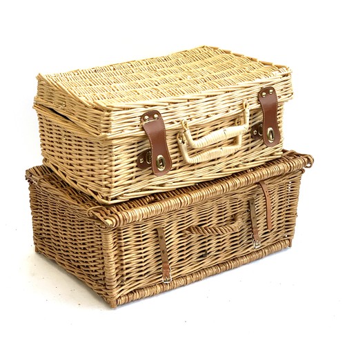 238 - Two wicker picnic baskets, some contents, 51cmW and 46cmW