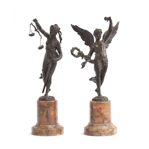 162 - Hermann Eichberg, a pair of bronze figures depicting Justice and Victory, c.1890, each signed to rev... 