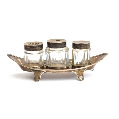 89 - A George III three piece silver and cut glass cruet, by Henry Chawner, London 1792