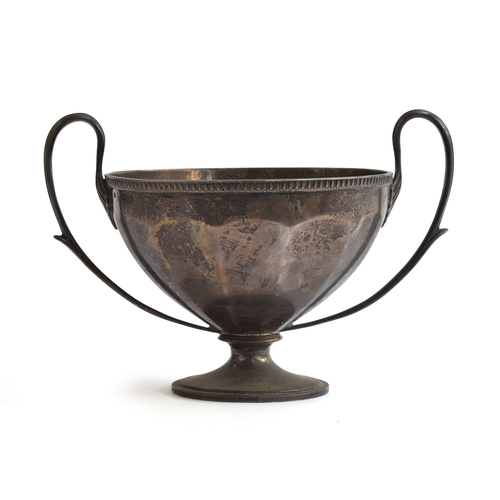 109 - A silver twin handled trophy or bowl by Mappin & Webb Ltd, Birmingham 1914, 13.6ozt