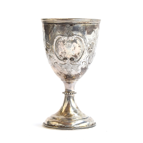 111 - A Victorian trophy cup by George Angell & Co, London 1862, chased with riflemen and a floral cartouc... 