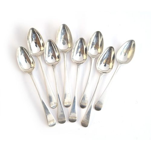 78 - A mixed set of eight George III Old English teaspoons, London 1803-1817, 4.5ozt