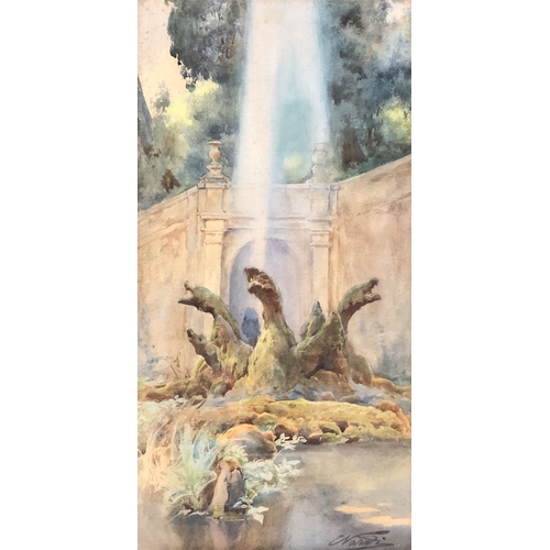 315 - Enrico Nardi (1864-1947), study of a mossy hydra fountain, watercolour on paper, signed lower right,... 