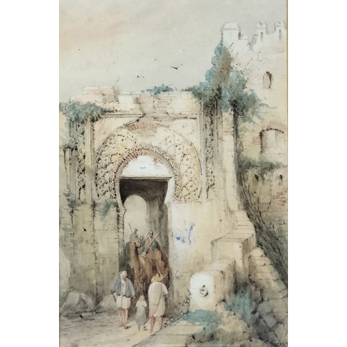 316 - Charles Rousse (British fl. 1870-1890), Middle Eastern street scene, watercolour on paper, signed lo... 