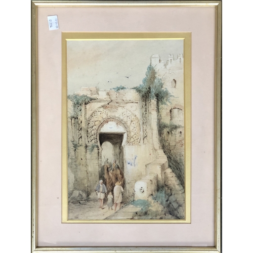 316 - Charles Rousse (British fl. 1870-1890), Middle Eastern street scene, watercolour on paper, signed lo... 